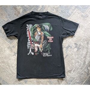 Attack On Titan Black T-Shirt Size M Captain Levi Graphic Print Anime
